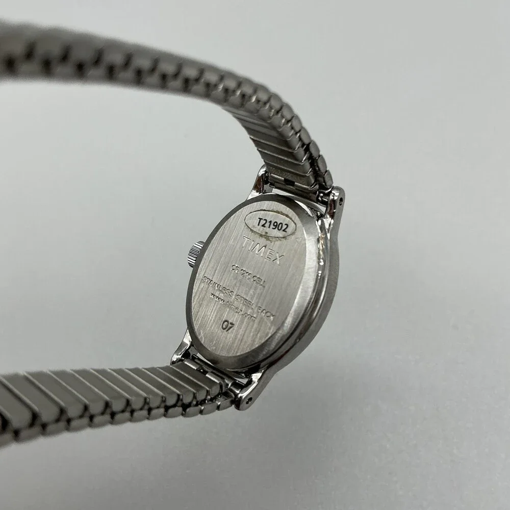 Timex Cavatina Womens Watch 18mm Silver Tone Oval Dial Stretch New Battery